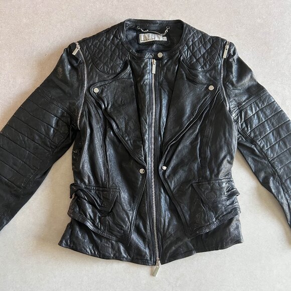Karen Millen Quilted Panel Leather Jacket ASO Clary Fray - Picture 6 of 11